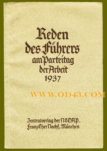 3 BOOKS WITH HITLER SPEECHES HELD AT THE REICH PARTY DAYS