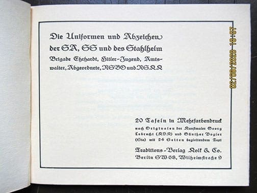 SCARCE ORIGINAL 1933 (POSSIBLY EARLIER) BOOK ON UNIFORMS AND INSIGNIA