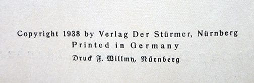 1938 JULIUS STREICHER STÜRMER BOOK